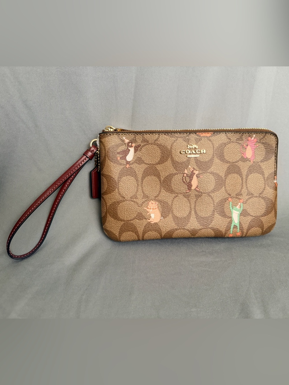 Coach Party Animals Double Zip Wristlet